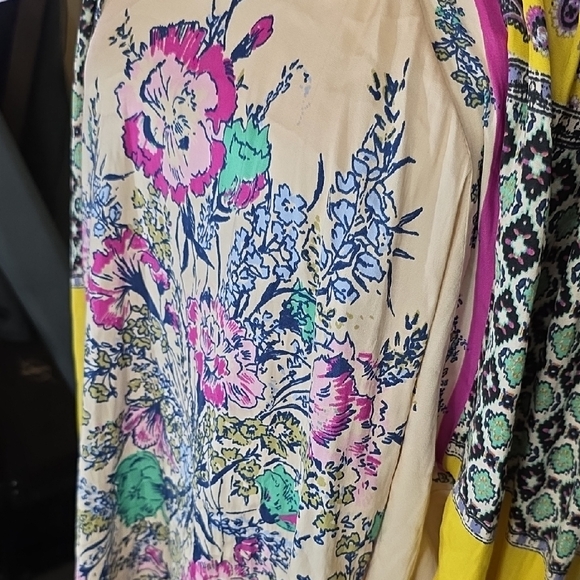 Free People Positano Peasant Blouse Patchwork Floral Boho Top Size S - Picture 4 of 8
